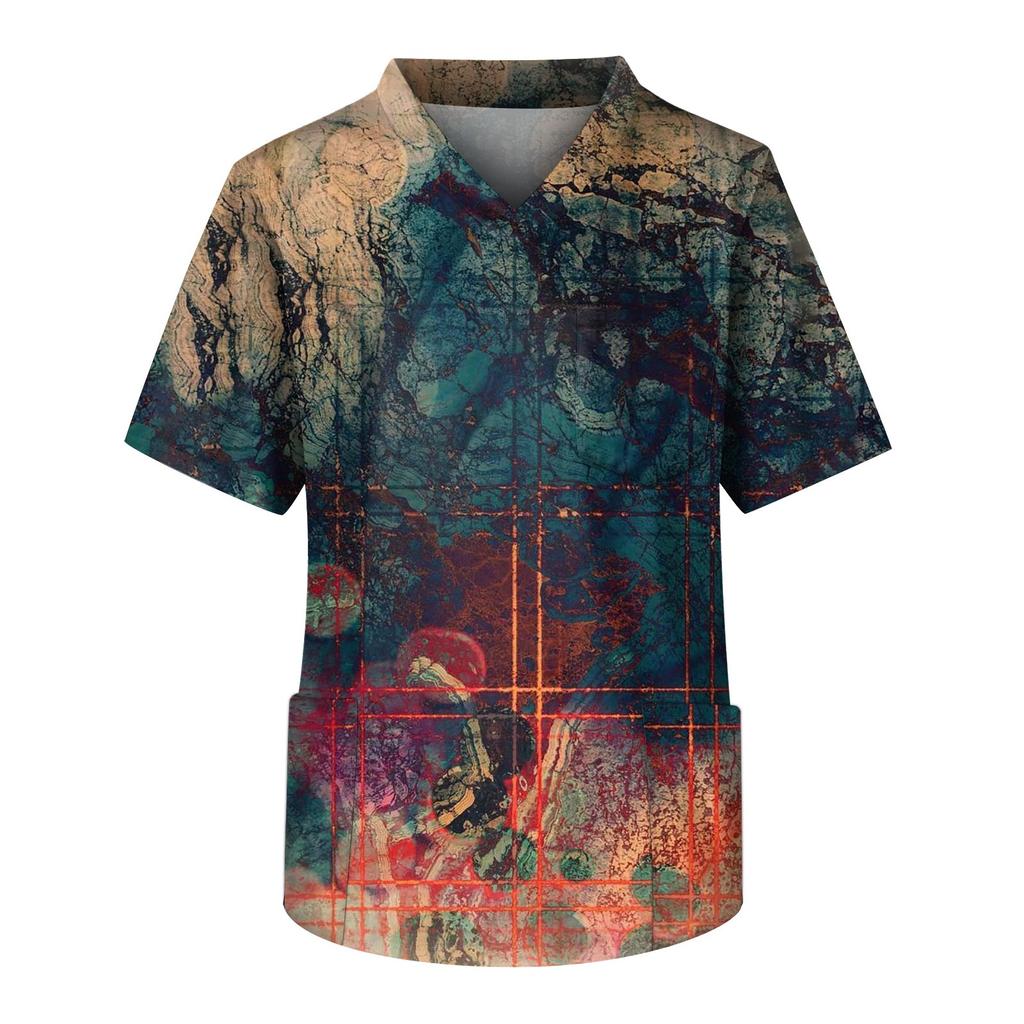 Мужской топ с коротким рукавом и V-образным вырезом с принтом нагрудного кармана