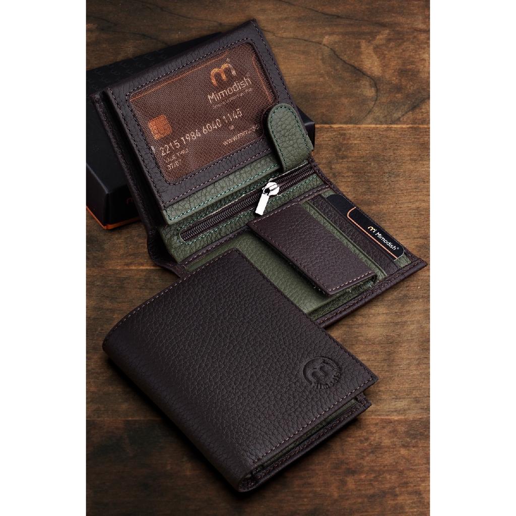 Роскошный мужской кошелек цвета хаки Camel с монетными глазами