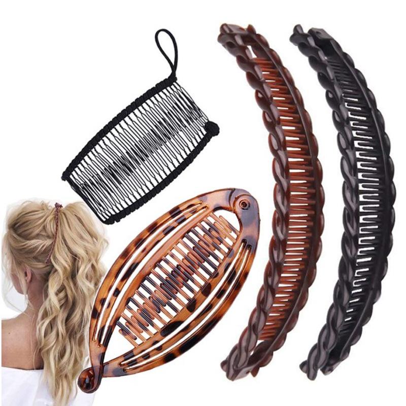 Заколки для волос «банан» Ленивые плетения волос набор зажимов «банан» для девочек Инструмент для прически «конский хвост» Спиральная заколка для волос Женская расческа для волос Расческа для булочек Аксессуары