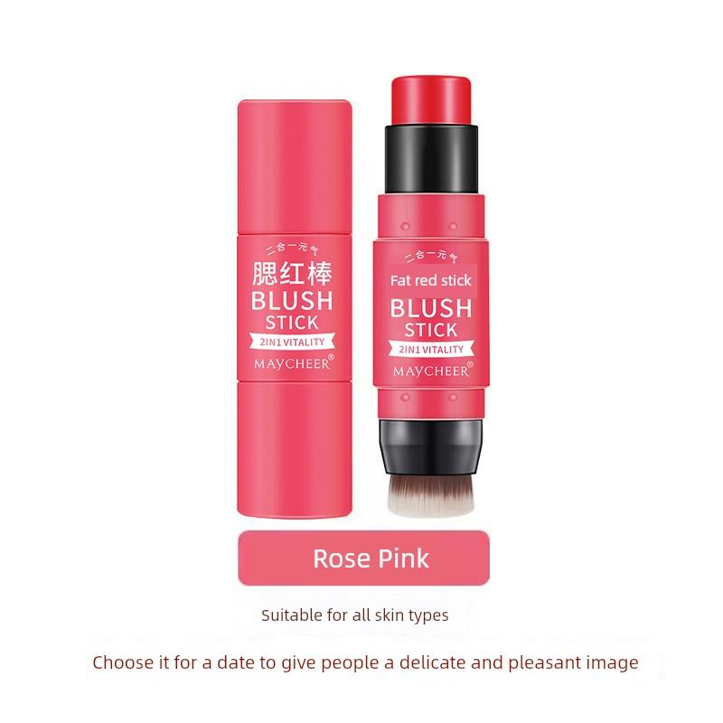 Meixier Cream Blush Stick with Brush, Sun-Kissed Cream Blush, Easy to Apply, Waterproof, Long-Lasting Blush Cream