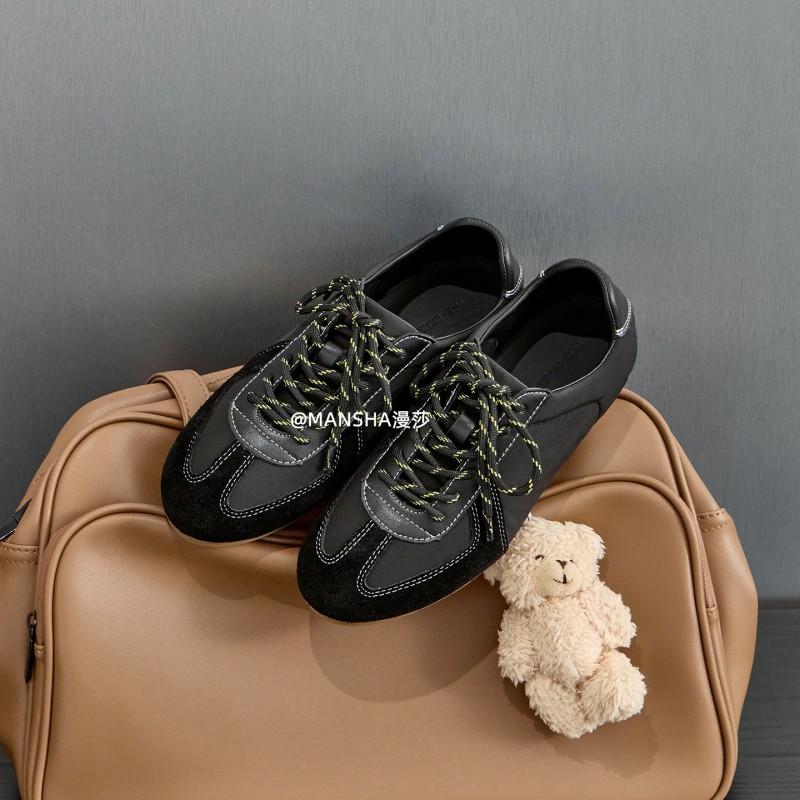 Womens Ballet-Inspired Chunky Sneakers Breathable Casual Flat Shoes With Color-Block Design