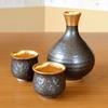 Retirement Gift Sake Cup Tokkuri Ochoko For Japanese Arita 1 Sake 2 Cups Crystal Gold Gift In a Wooden Box with Gratitude Set, Set, Ceramic, Sake,