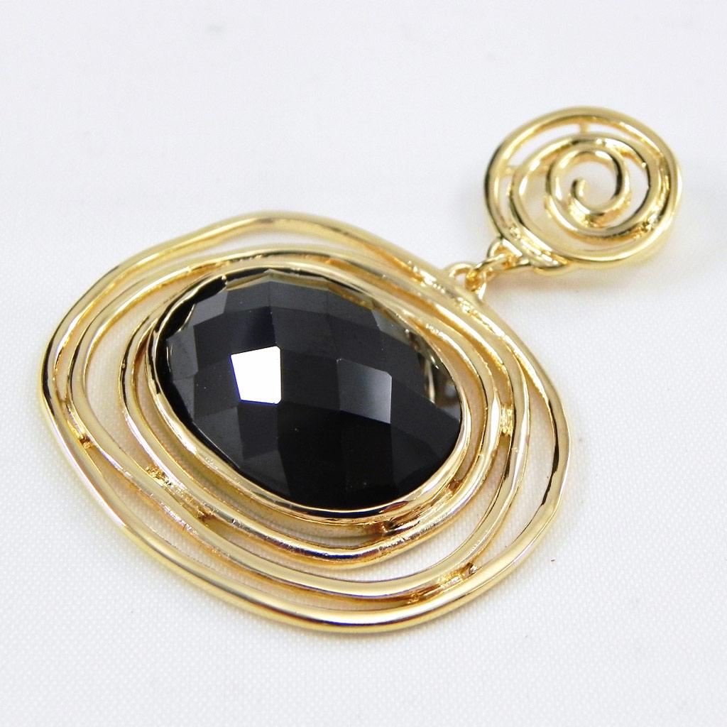 Les Trésors De Lily [G7622] - Gold Plated Pendant 'Chloé' Black