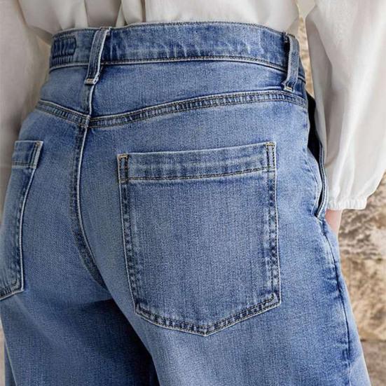 Женские джинсы широкого кроя с высокой талией, мешковатые джинсовые брюки с карманами, свободные джинсы-бойфренды с декоративными стежками