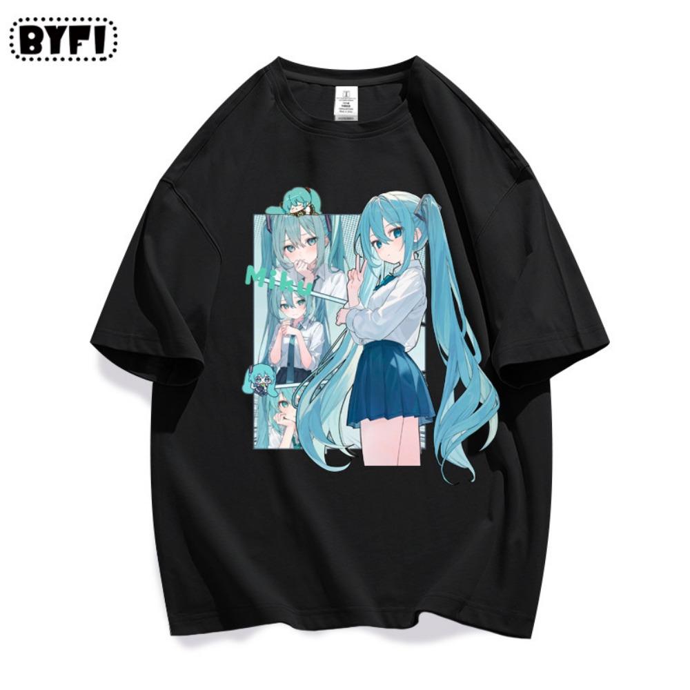 New Anime Printed Short-sleeved Men's and Women's T-shirt First Tone Co-branded Peripheral Future MIKU Loose T-shirt