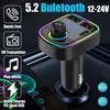 Многофункциональное автомобильное зарядное устройство Автомобильный Bluetooth 5.2 FM-передатчик PD Type-C Dual USB 3.1A Быстрое зарядное устройство Multi Hole Цветная подсветка
