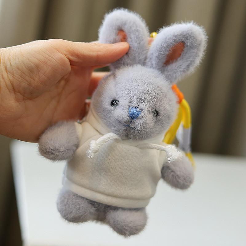 Rabbit Plush Keychain Toy Cute Stuffed Animal Doll Kids Birthday Gift Keyring