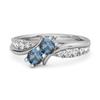 Кольцо-обход с двумя камнями London Blue Topaz и паве - Стерлинговое серебро 925 пробы