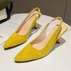 Модные женские туфли на высоком каблуке во французском стиле 2025 лето новая элегантная искусственная замшевая кожа с острым носком сексуальные вечерние босоножки одинарная обувь большой размер 43