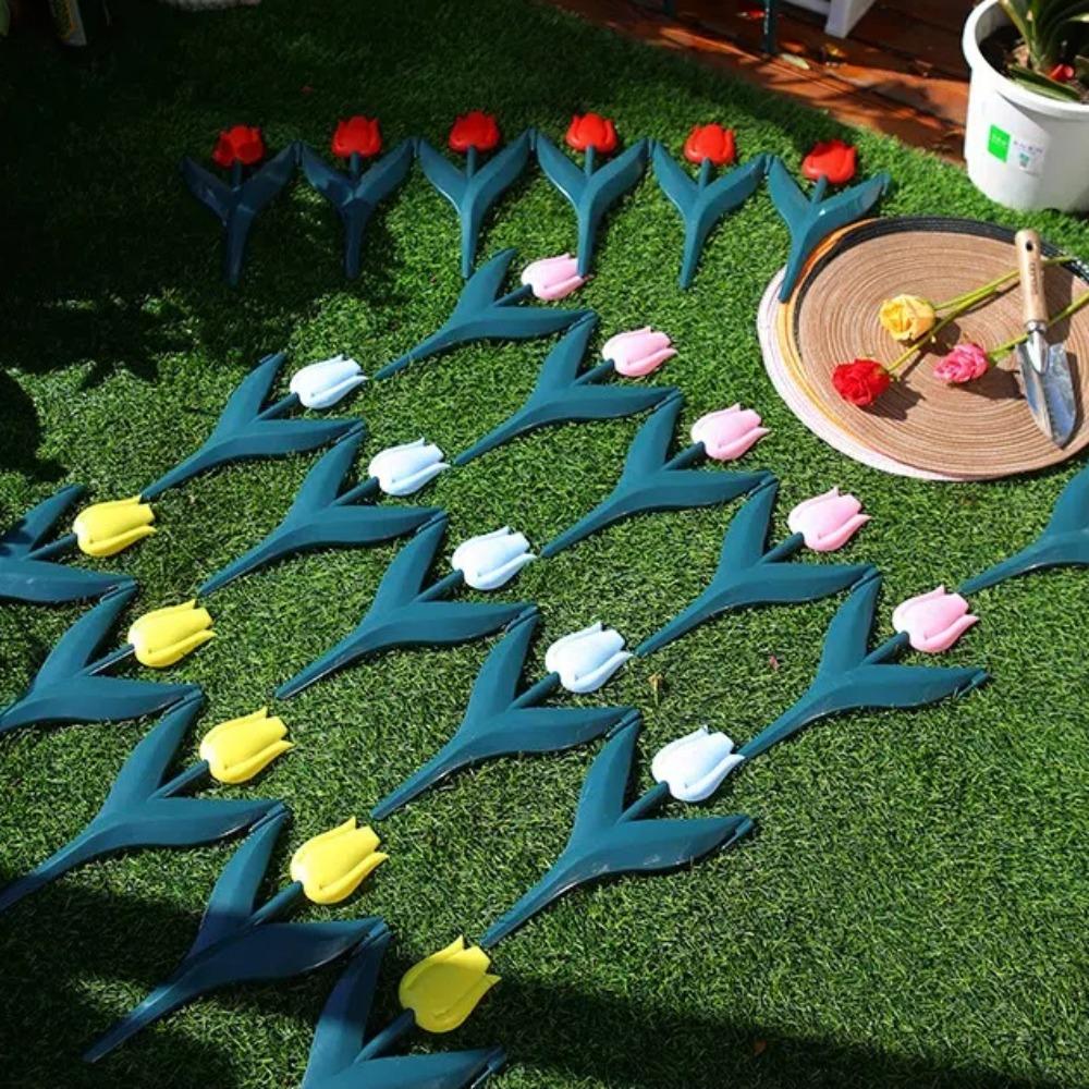 10pcs Gardening Landscaping Tulip Flower Garden Fence Plastic Flower Bed Fence Garden Fence  Outdoor