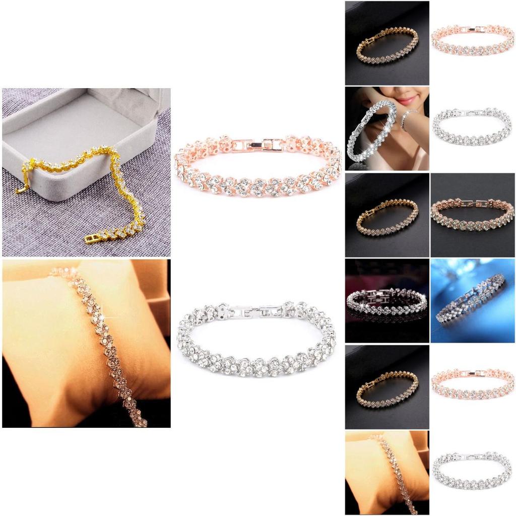 Элегантный женский римский браслет с цирконом класса ААА и сверкающими бриллиантами