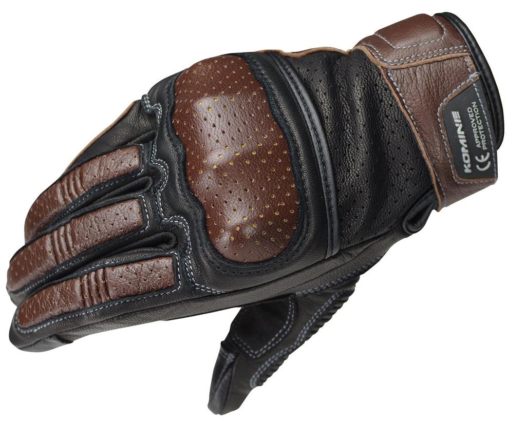 KOMINE Motorcycle CE Protective Leather Size for and Genuine CE Stretch Protector Gloves, Gloves, Brown, 2XL, GK-217, Spring, Summer, Autumn, Leather,