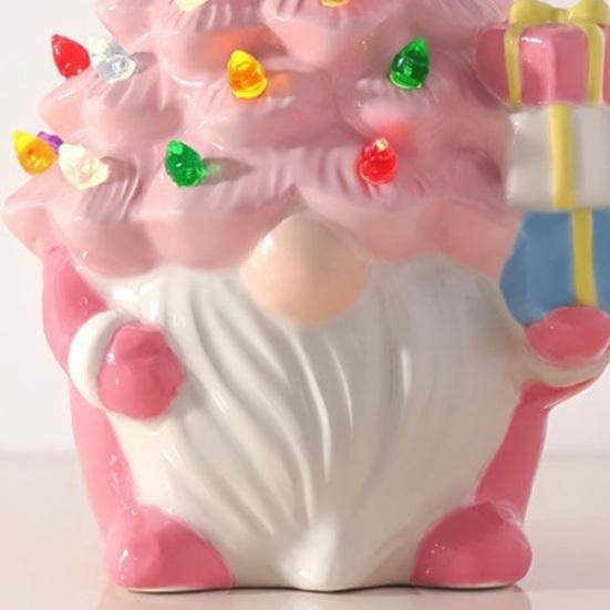 Yousheng 5 Inch Lighted Christmas Gnome Decorations Resin Faceless Old Man Christmas Tree Small Prelit Gnome Figurine with Multi-colored Lights