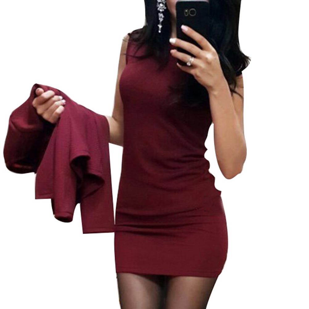 Office Two Solid Color Woman Mini Suit Coat Formal Dress Sheath