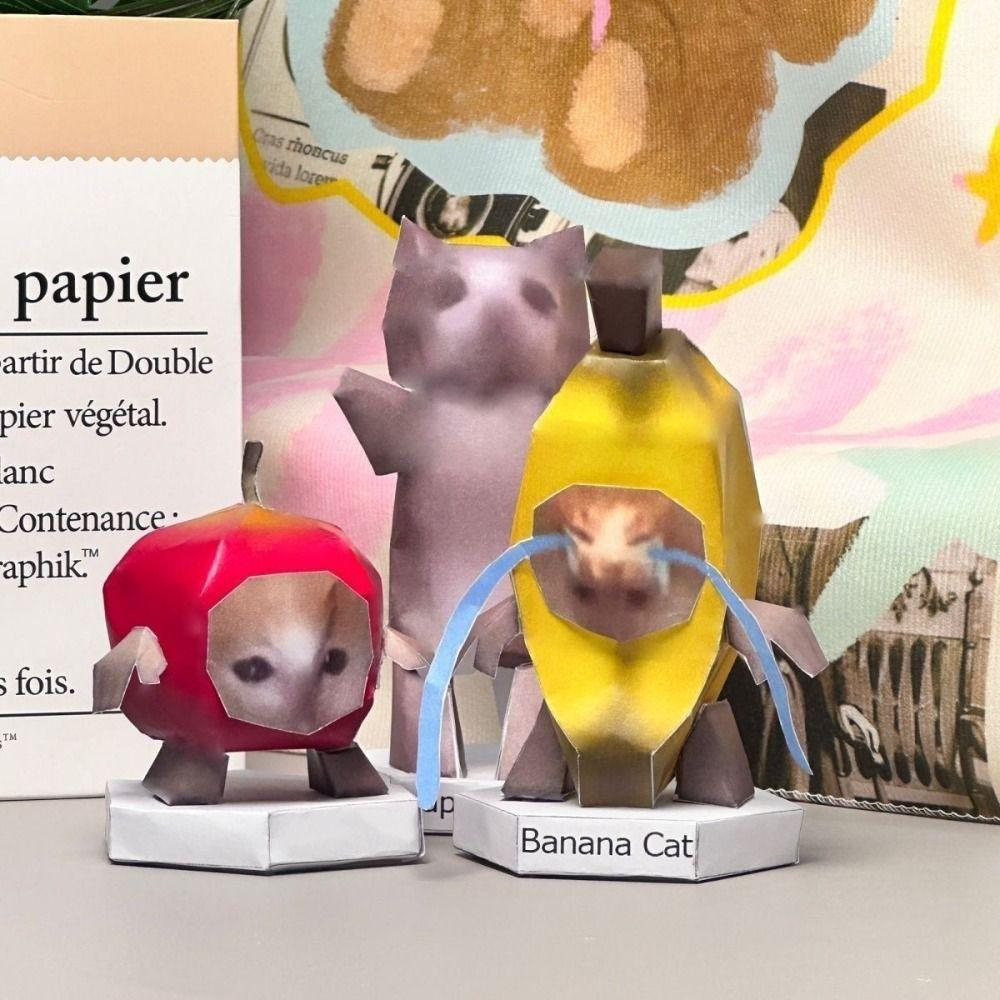Rotating Cat 3D Folding Paper Cat Home Decoration Kitten Paper Model Cat Paper Model  For Children