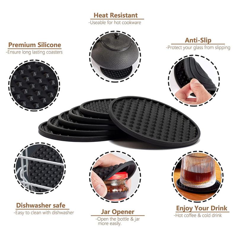 6 шт. силиконовые подставки, нескользящие, антипригарные, можно мыть в посудомоечной машине, двухсторонние термостойкие подушечки с