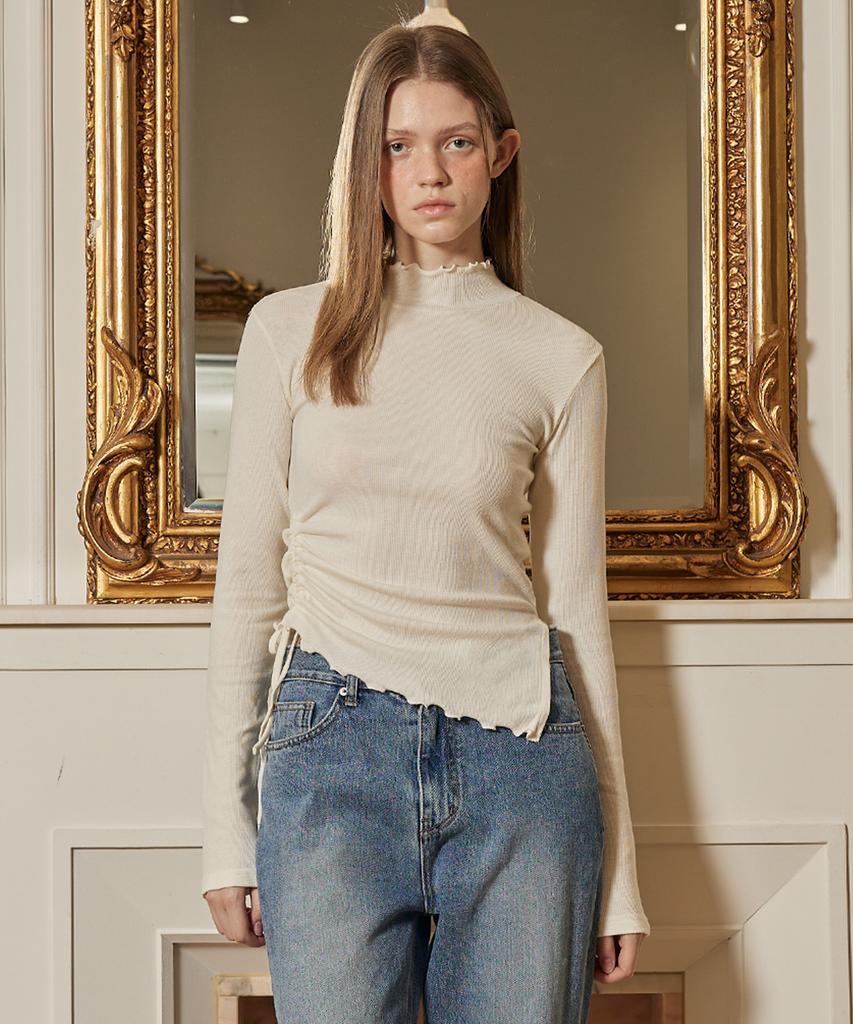 ITOV SEOUL Shirred Turtleneck Angora T-Shirt