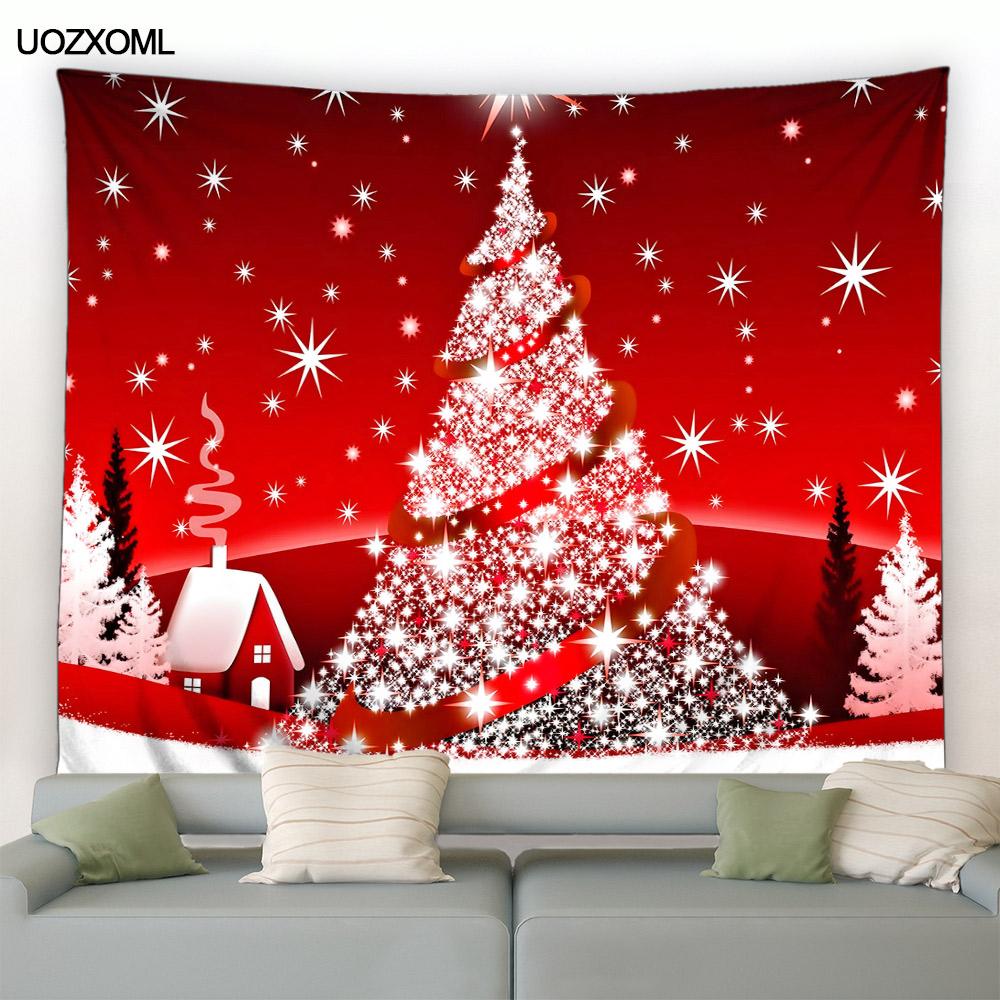 Рождественский гобелен Забавный Санта-Клаус Рождественские елочные шары Подарки Камин Домашний декор Художественный настенный декор для общежития Спальня Гостиная