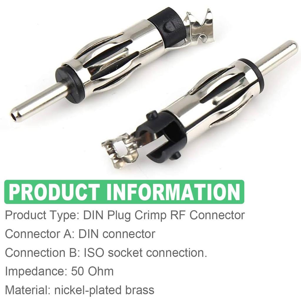 DAOKAI DIN Plug Clip Connector Straight Adapter, Car Radio Antenna Female Jack Replacement DIN