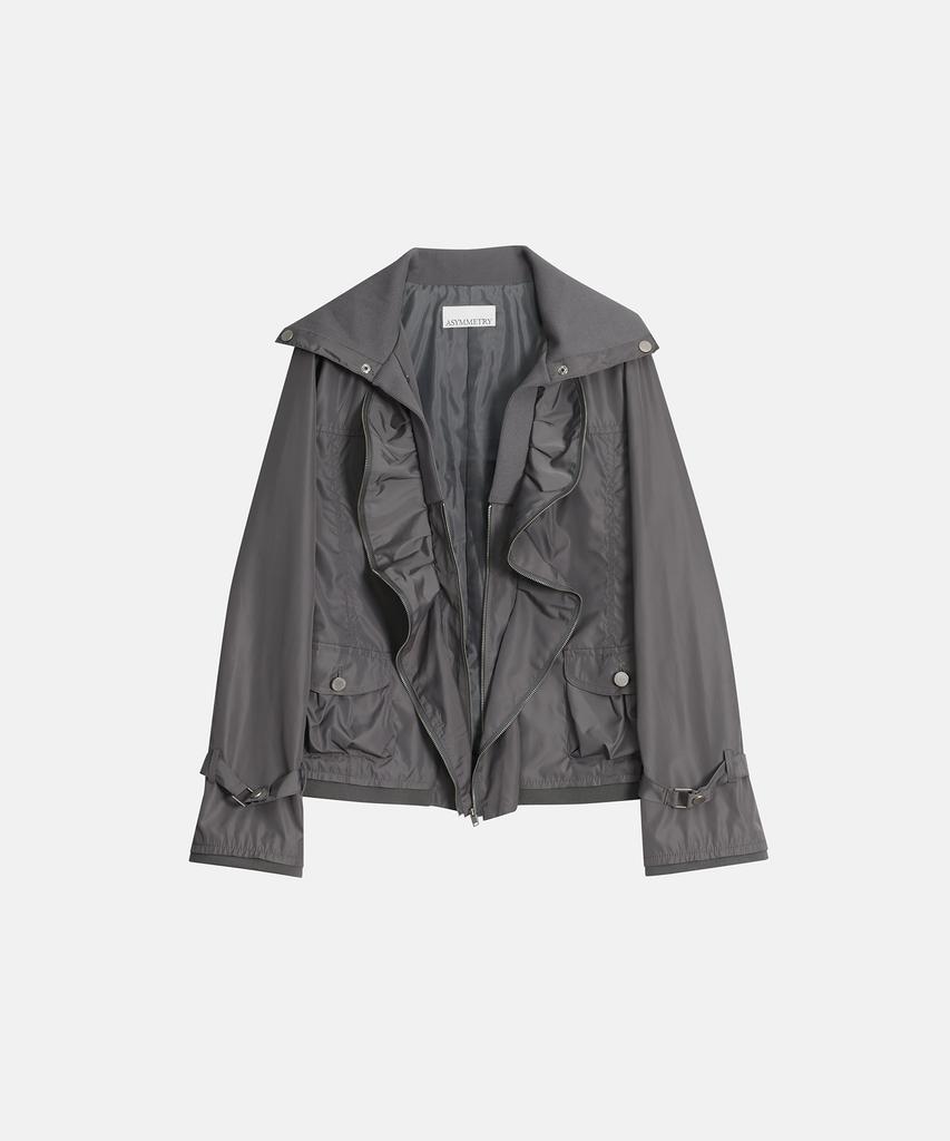 ASYMMETRY Gathered Zip Layer Jacket / Black