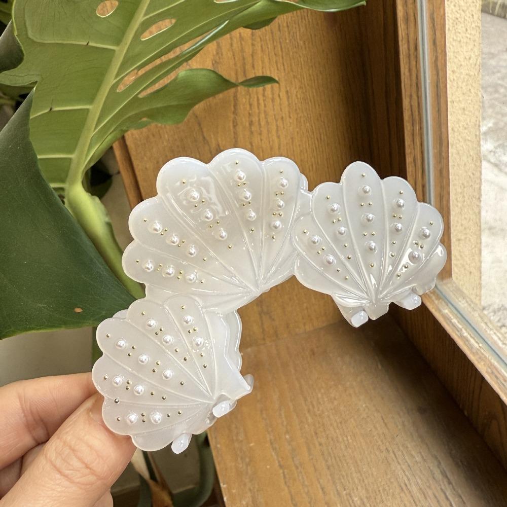 Acetic Acid Acetate Shell Hair Claw Elegant Pearl Rhinestone Crab Clip  Hair Styling Accessory