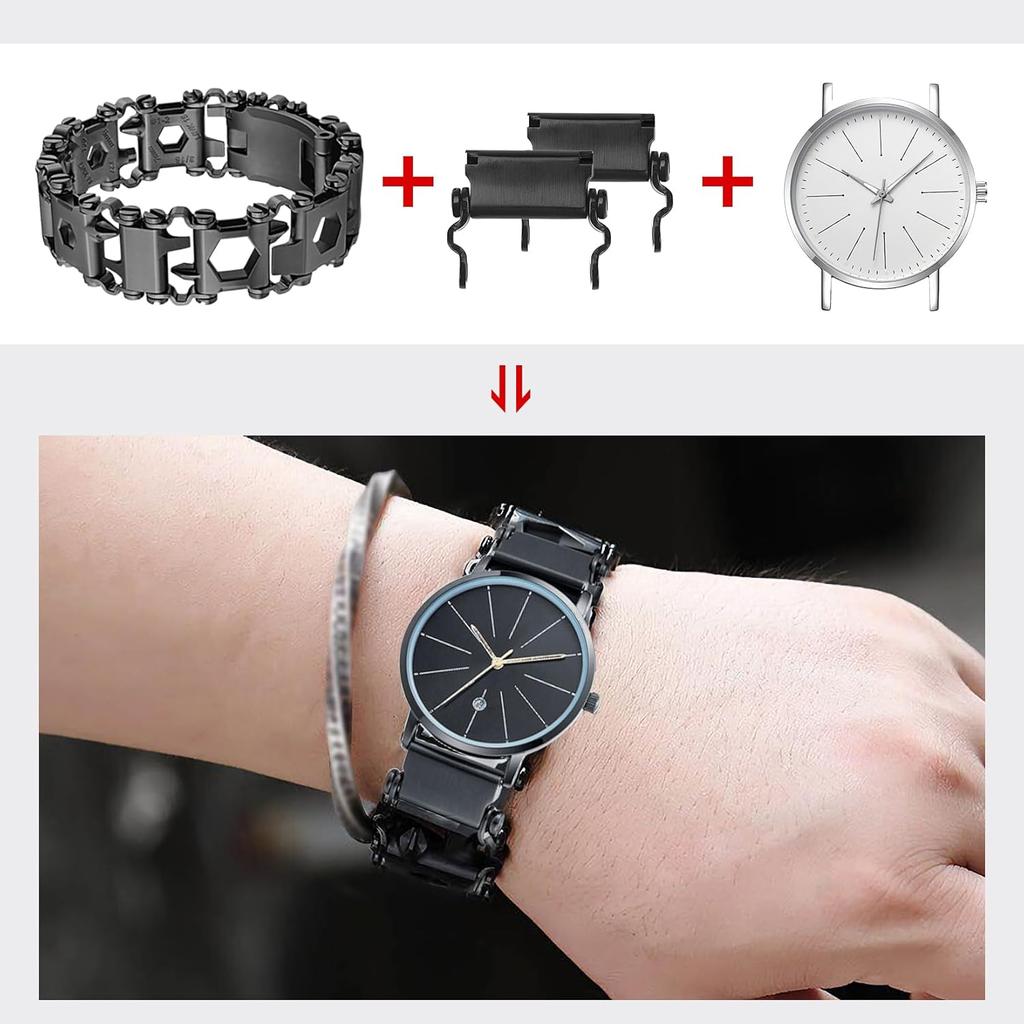 Адаптер для часов, совместимый с браслетом-мультитулом LEATHERMAN TREAD, совместимый с часами с шириной ушка 22 мм, изготовлен из нержавеющей стали, обработанной с высокой точностью