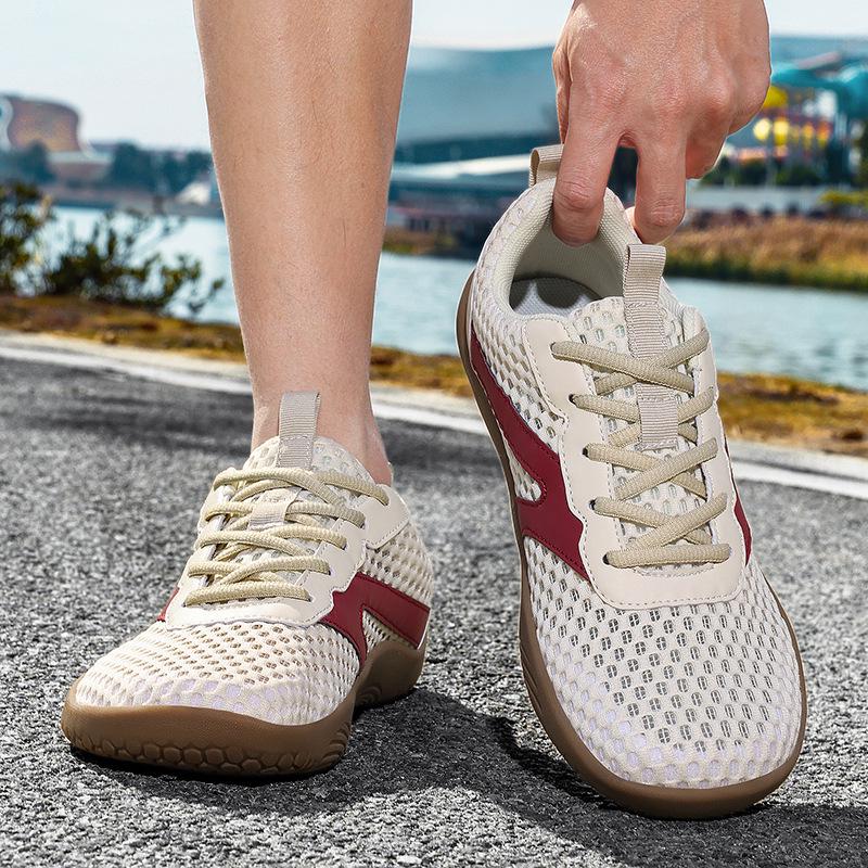 Мужские сетчатые кроссовки для бега с широким носком - Весна/Лето 2026, Дышащие, Мягкая подошва, Большой размер, Стиль босоногой