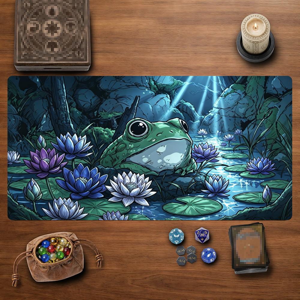 Frog Lotus Design TCG Playmat Magic Card Battle Mat 35X60CM Gathering Gaming Mats Tapete Magic Gaming Play Mat Card Desk Pads