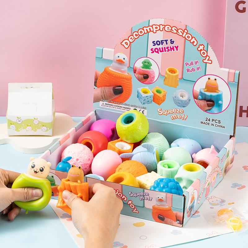 Pop-Up Squeeze Cup Fidget Toys Cartoon Anti Stress Relief Squishy for Kids & Adults Funny Play Toys Party Favor Classroom Prize