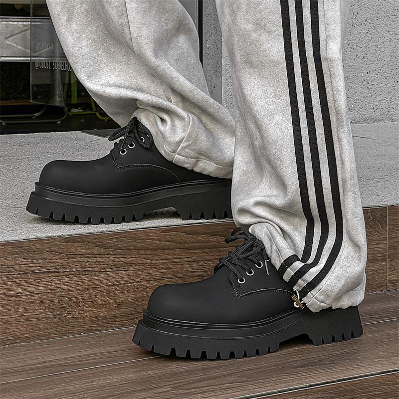 Туфли дерби с большой головкой мужские летние с высоким чувством толстой подошвой увеличивающие для работы мужчины и женщины одинаковые кожаные туфли 5652-J