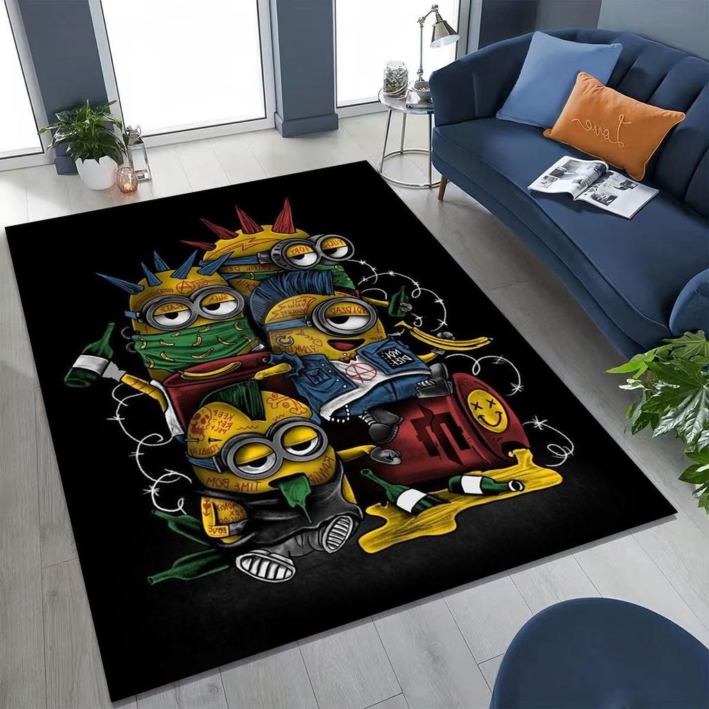 3D Cartoon Minions Despicable Me Rug for Bedroom Living Room Sofa Home Doormat Decor, Large Kids PLAY Non-slip Floor Mat Gift