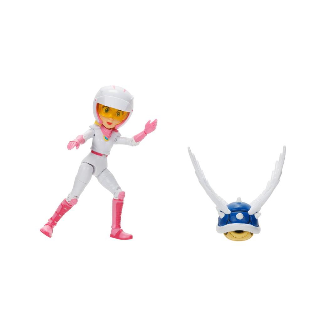 THE SUPER MARIO BROS. MOVIE 5-Inch Action Figure Series 2 Peach Figure In Motorcycle Outfit with Spiny Blue Shell