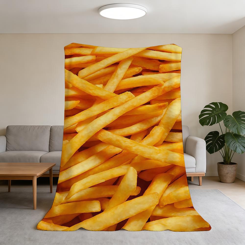 Fashion Cool Fries Blanket Flannel Warm Soft Throw Blanket For Room Sofa Childish Birthday Gifts