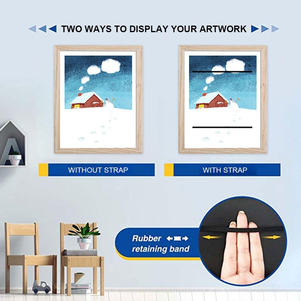 2/5Pcs Artwork Picture Frame Easy Change Wooden Frames Front Opening Art Drawings Storage Frames for Schoolwork Home Office