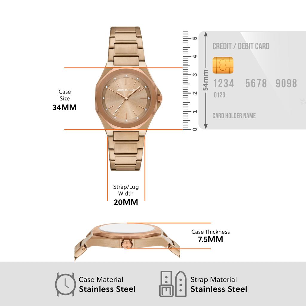 Часы Armani AX4616 Золотые [AX Exchange] Женские