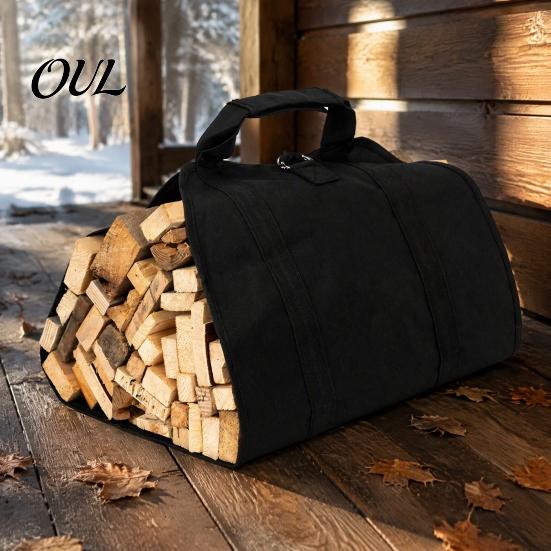 Firewood Carrier for BBQ Bag with Handle, Heavy Duty Large Log Tote, Durable Capacity Storage Oxford Cloth Holder Indoor And Outdoor Use Organizer
