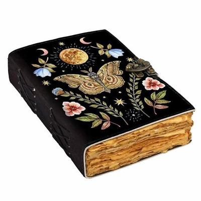 Винтажный кожаный журнал-дневник с рисунком бабочек и замком-пряжкой, старые страницы, ежедневник для офиса, личного пользования, 17,78 см