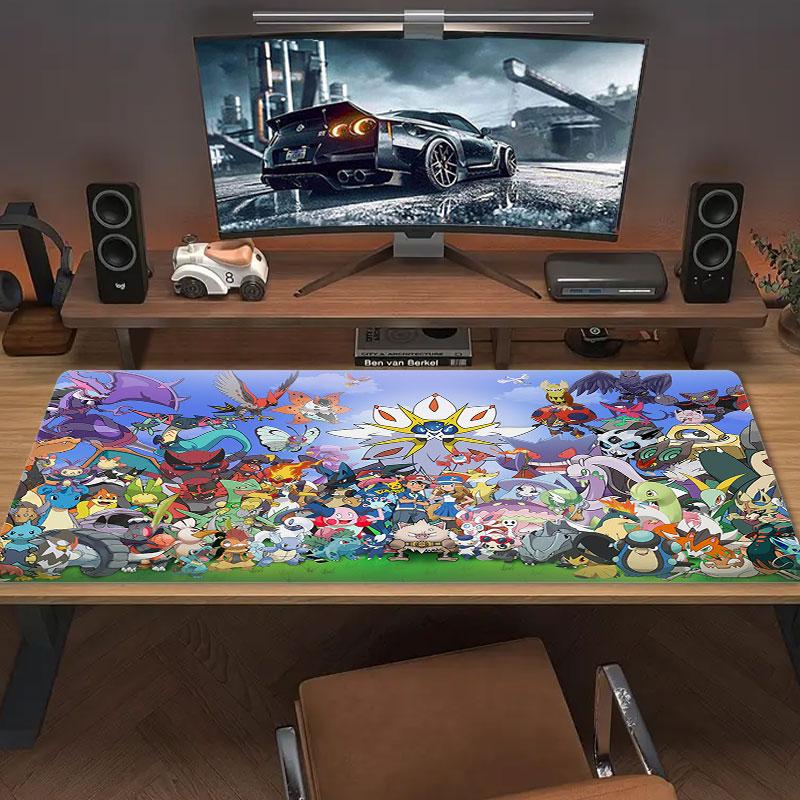 Cute Pokemon Mouse Pad, Large Gaming Desk Mat, Non-slip XXL Mousepad for Laptop & Tablet, Mini PC Playmat with Stitched Edges