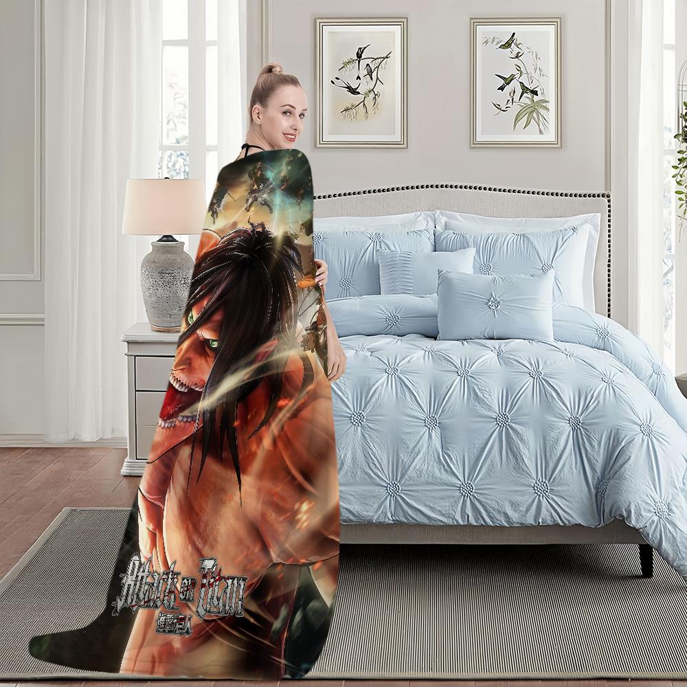 Аниме А-Атака О-Он Т-Титан Л-Леви Э-Эрен Плед Плюшевый для Сна Диванный коврик для Гостиной Офиса Спальни День Рождения Путешествия Детские Подарки