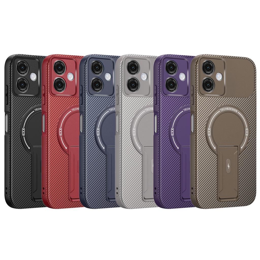 Для Motorola Moto G54 5G Чехол Текстура углеродного волокна ПК+ТПУ Чехол для телефона с подставкой