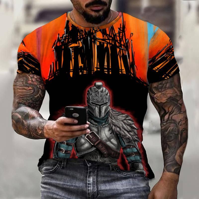 Флаг Воин Паладин Летняя модная мужская футболка Повседневная мужская уличная футболка с 3D принтом с коротким рукавом