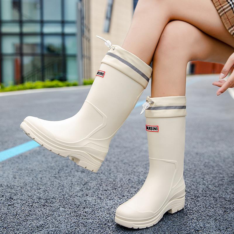 Popular Japanese Fashion Tall Rain Shoes Women's New Women's Rain Boots Kitchen Water Shoes Waterproof Glue Shoes