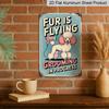 2D Flat Funny "Fur Is Flying Grooming in Progress" Aluminum Sign - Vintage Green & Pink Dog Grooming Wall Art with Poodle Design Indoor/Outdoor