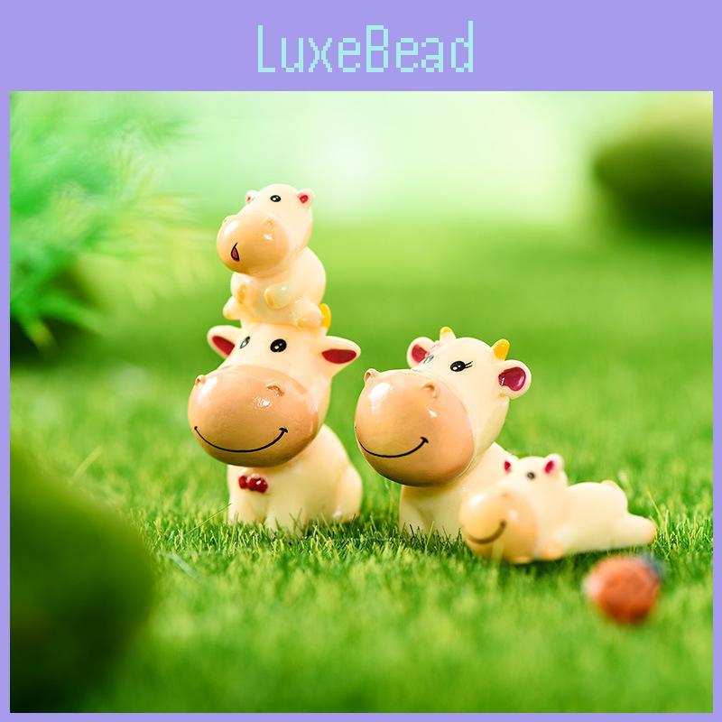 Adorable Resin Diy Miniature Zodiac Ox Figurine Cartoon Style Home Decor