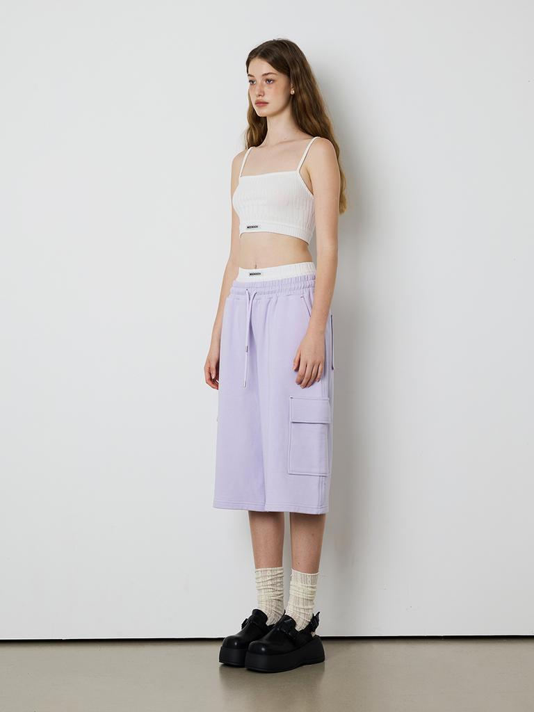 MEENDERI [Unisex] Bartack Stitch Pocket Shorts - Lavender