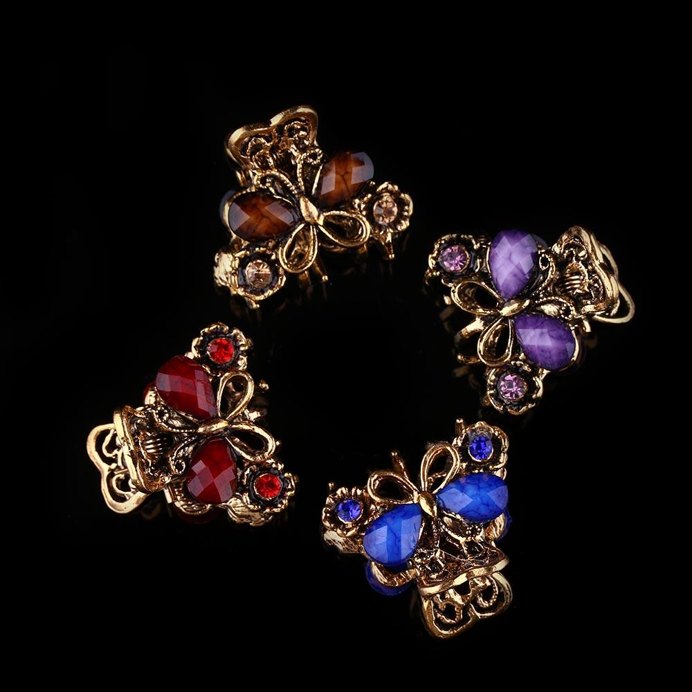 Accessories Retro Vintage Women Girls Jewelry Mini Butterfly Hair Clip Claw Resin Hairpins