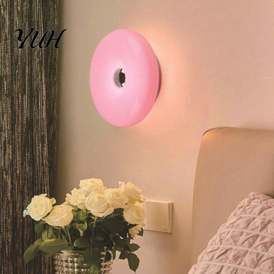Indoor Camping Portable Lamp RGB Donut Wall Lamp, Rechargeable Touch Control Night Light with Remote, Color Changing Bedside Lighting Dimmable
