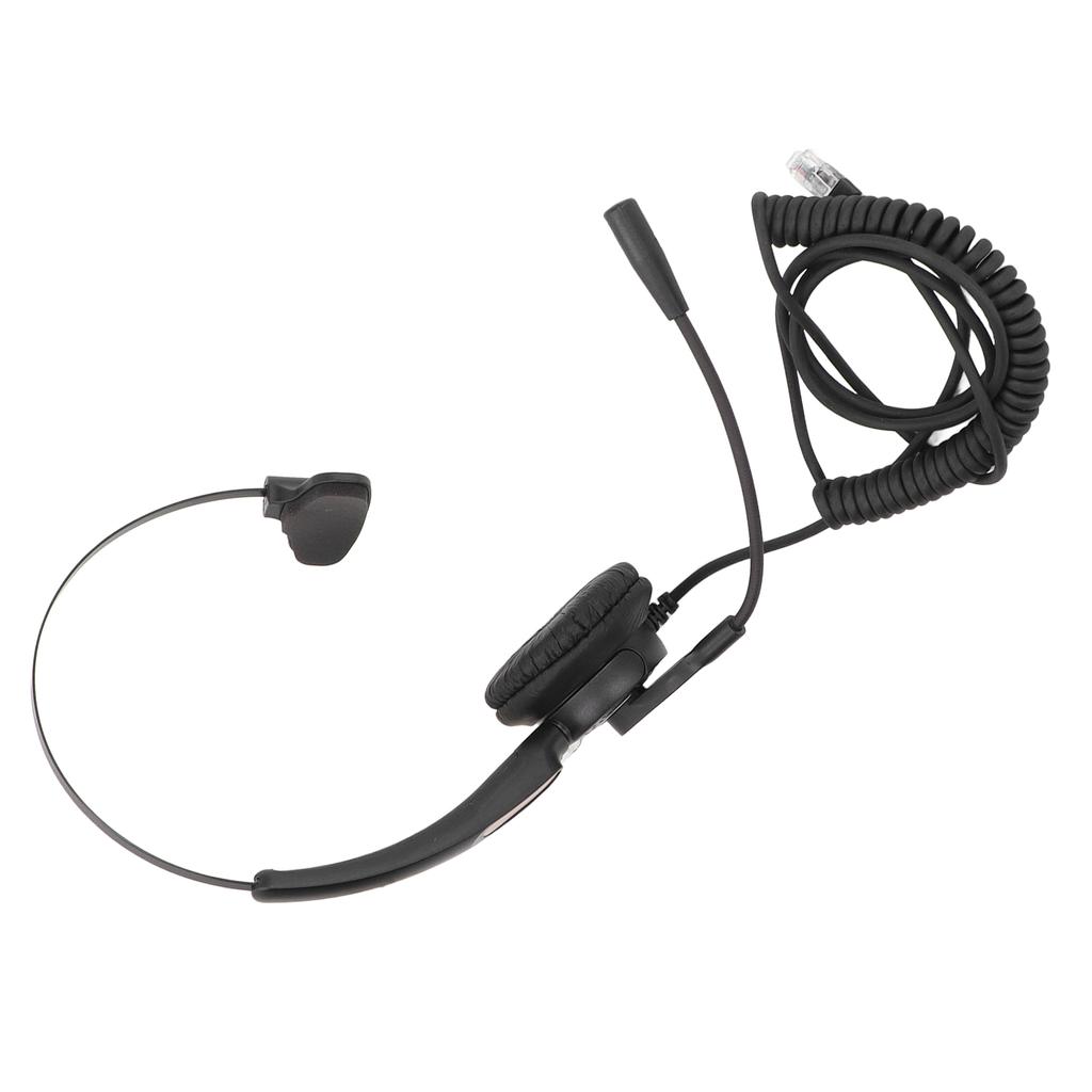Гарнитура для телефона RJ9 с шумоподавлением, односторонние наушники с пружинным проводом и микрофоном для офисных звонков
