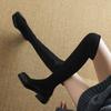 Autumn and Winter Women's Suede Over-knee Boots Solid Color Large Size Women's Boots Korean Version Sleeve Middle Heel Square Head New Thin Boots