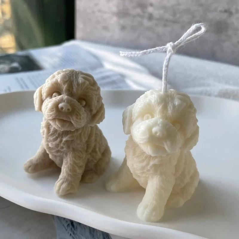 3D Плюшевый Щенок Свеча Силиконовая DIY Форма для Восковой Свечи Собака Изготовление Мыла Смолы Форма Рождественский Подарок Материалы для Рукоделия Домашний Декор